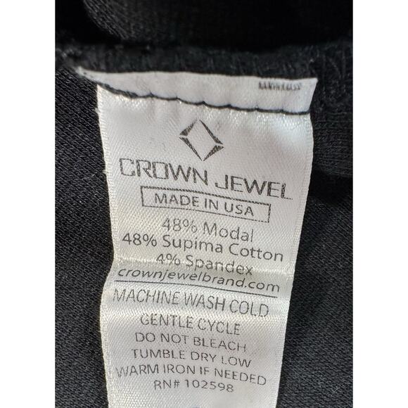 Crown Jewel Black Long Sleeve Crewneck Tee Women’s Small USA Made Supima Modal - Picture 9 of 9